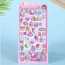 1/6张3D立体浮雕贴纸，卡通动物和糖果图案，DIY水晶贴纸，可用于手机壳装饰 - 彩色 - 查看 9