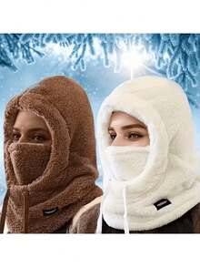 1PC   Street    Flannelette    Wind-Proof  Warming    Hat  Autumn And Winter - 白色 - 查看 2