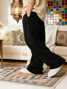 1pc Young BoyFashionable Casual Versatile Straight Leg Pants, Comfortable For Outdoor Sports And Commuting - Black - View 5