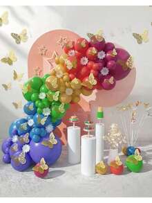 60pcs 3D Butterfly Wall Stickers, Butterfly Birthday Decorations, Butterfly Party Decorations, Cake Decorations, Nursery Decorations, Removable Stickers (Gold) Random Styles - Paper - Gold - View 4