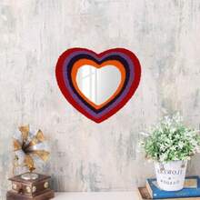 10.4x11.8 Inch Heart Shaped Decorative Wall Mirror With Flannel Frame - As Pic - View 5