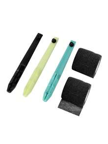 1 bucăți din fiecare ace lungi universale pentru tatuaj, imprimate 3D, din plastic, de unică folosință, cu culori mixte, negre, verzi și galbene, stilouri pentru tatuaj lucrate manual + 2 bucăți de bandaj negru din material nețesut