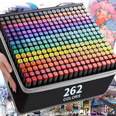 40/60/80/100/168 Colors Alcohol-Based Art Markers, Professional Dual-Tip Permanent Markers, Suitable For Adults & Children, Alcohol-Based Sketch Marker Set, Art Supplies, Back To School Essential