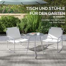 Outsunny 3-Piece Bistro Set, Balcony Furniture With 1 Table And 2 Chairs, Garden Lounge Set For Terrace And Patio, Mesh, Light Grey - Light Grey - View 5