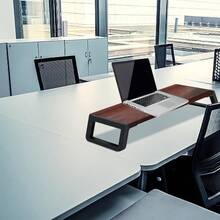 Printer StandsSoporte Elevador para Monitor - Soporte ergonómico para Monitor de computadora Organizador de Escritorio Puertos de concentrador RGB 4 USB3.0 Soporte para Impresora para computadora portátil - T5NogalColorMarco Negro - Ver 3