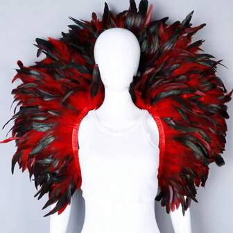 1pc Feather Scarf Shrugs Shawl For Cosplay Designer Punk Masked Ball Carnival Feather Shoulder Wrap Punk Carnival Party Showgirl Apparel Accessories