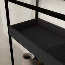 Console Table With 2 Shelves, Hallway Table With Glass Top, Shoe Rack, Steel, Black, 100x30x78 Cm - Black - View 8