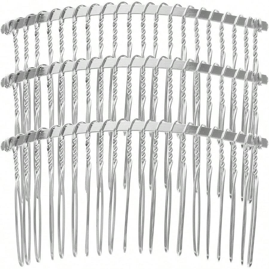 Peines De Alambre Metlico Para El Cabello - 3 Piezas De 20 Dientes Con Alambre Trenzado Para Velo De Novia Para Mujer Accesorios Para Cabello Fino - inicial - Ver 1