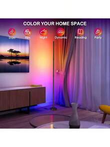 AMILL 1/2Pcs Smart RGB Floor Lamp With App Control: Perfect For Living Room And Gaming Decoration - USB Powered, Wireless, DIY Modes, And Timers For Living Room, Bedroom, Gaming Room, Party Decor - 多色光 - 查看 8