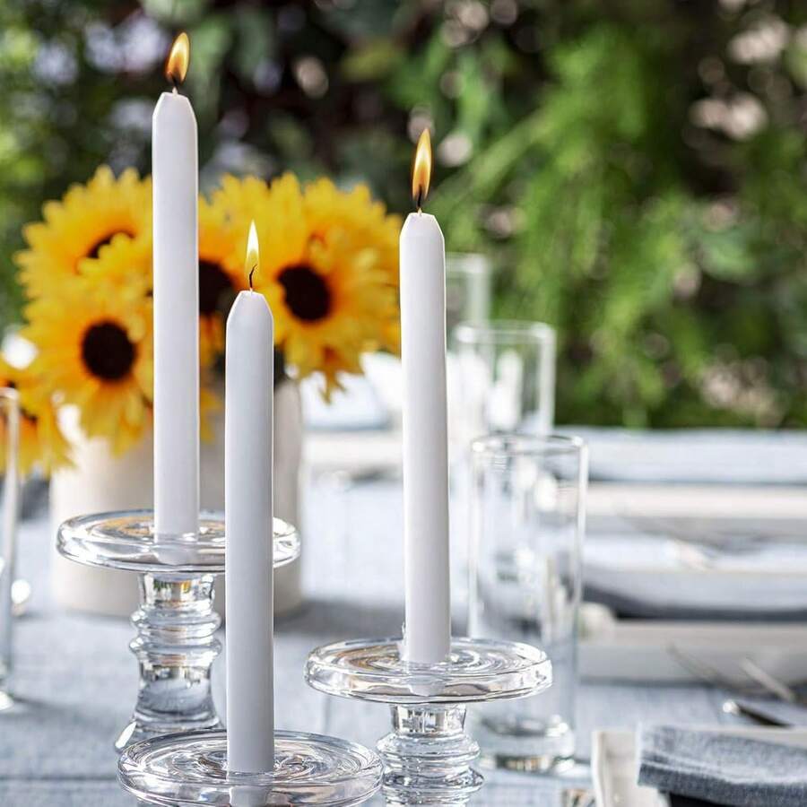 4/8/10/16 Pcs Taper Candles Alternative Imagination White Chime Candles - Dripless Long Burning Ritual Candles For Meditation, Spell Work, Cleansing, Peace & Home Decor- Bulk White Candles For Memorial, Congregational, Wedding, Communion, Baptism & Christmas Ceremonies, Ramadan - Multicolor - View 1