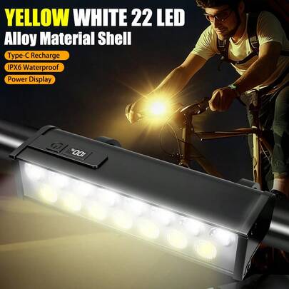 1pc Super Bright Type-C Charging Bike Light, 6/20/22 LED Headlights With Charging Function, Waterproof, Various Lighting Modes-Great For Night Riding And Outdoor Adventure