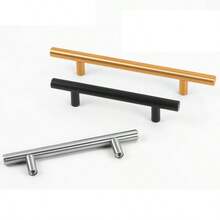 96mm Stainless Steel T-Bar Cabinet Door Handles, Black Furniture Knobs And Pulls - Multicolor - View 2