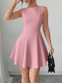 PRETTYGARDEN Women's Summer Dresses Elegant Sleeveless Boat Neck A Line  Formal Cocktail Party Wedding Guest Graduation Vacation Mini Pink  Dress Club Outfits For Women - 粉色 - 查看 1