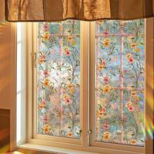 SHAWULA 1pc Tulip Stained Glass Window Film,Window Privacy Films,Rainbow Glass Decals Stickers For Home Anti UV 17.5x78.7Inches - Champagne - View 4