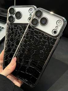 复古奢华动物纹仿皮手机壳，兼容 17 Pro Max、17 Pro、17、17 Air、16 Pro Max、16 Pro、15 Pro、15 Pro Max、14 Pro、13 Pro Max、13 Pro、12 Pro Max、16、15、14、13、12、11，电镀工艺，摄像头保护，防震保护套 - 黑色 - 查看 4