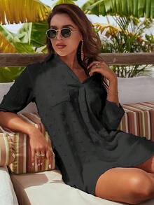 Women's Swimsuit Cover - Ups White Chiffon Bikini Swimwear Beach Dress Outfits Summer 6HQS - 黑色 - 查看 7