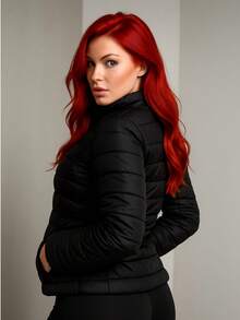 Women's Premium Waterproof Puffer Jacket, Basic Stylish With Removable Hood, Winter - 黑色 - 查看 3