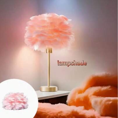 Fjäderlampskärm, Rosa & Vit fjäderlampskärm, Minimalistisk Elegant Lampskärm, Lämplig För Pendellampa, Bordlampa, Mors Dag-present, Alla Hjärtans Dag-present, Heminredning Fjäderlampskärm
