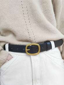 1pc Women's Simple Fashionable Casual Pu Leather Decorative Belt For Jeans Summer, School Fall, Autumn, Halloween