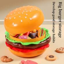 76-Piece Plastic Burger Kitchen Playset With Detachable Layers & Realistic Food, American Style Red/Yellow Design For Kids Pretend Play – Interactive Role-Play Toy For Birthdays, Holidays & Indoor Family Fun