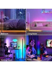 AMILL 1/2Pcs Smart RGB Floor Lamp With App Control: Perfect For Living Room And Gaming Decoration - USB Powered, Wireless, DIY Modes, And Timers For Living Room, Bedroom, Gaming Room, Party Decor - 多色光 - 查看 5