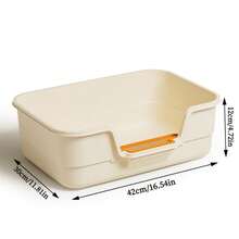 1 hộp vệ sinh cho mèo kiểu mở bên hông, có xẻng và bàn đạp, chống bắn nước, thích hợp cho phòng khách, phòng ngủ, ban công, văn phòng, phù hợp với mèo nhỏ đến trung bình, dễ dàng tháo lắp và vệ sinh. - Hộp vệ sinh cho mèo mở bên hông - Xem 2