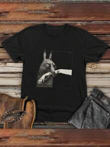 Camisetas de Manga Corta para Hombre con Patrones de Dibujos Animados para Primavera y Verano, con Diseños Impresos - Negro - Ver 1