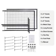 2Pcs 2x5.6ft Grid Wall Panels Tower, 2 Packs Wire Gridwall Display Racks With T-Base Floorstanding, Double Side Gridwall Panels For Art Craft Shows, Retail Display With Extra Clips And HooksRoom Decor - Black - View 7