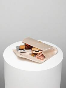 1 szt. Elegancka mała kopertówka w kolorze szampana, błyszcząca plisowana torebka na ramię z łańcuszkiem, modna torebka damska na łańcuszku, odpowiednia na imprezę, wesele, bal, kolację/bankiet, idealnie pasująca do sukni ślubnej, sukni wieczorowej, sukni balowej, sukienki urodzinowej