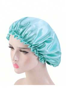 1pc Unisex Elastic Beanie Hat With Ribbed Edge And Y2k Fashion Style, Winter Hair Sleep Cap - Green - View 11