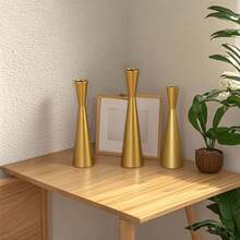 3pcs Luxury Unique Waist Candlestick Romadedi, Original Bronze Color Candle Holder, Slim Waist Candlelight Dinner Prop, Soft Decor, Suitable For Ramadan, Dining Table Center Decor, Wedding Reception, Holiday Fireplace Decor Or Home Decor (Candles Not Included) - Multicolor - View 12
