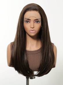 FIVE STARS 13*4 HD Lace Front Transparent And Breathable Wigs For Women Chocolatte Brown 26-Inch Long Curly Hair No Bangs,Heat-Resistant Synthetic Hair,For Cosplay,Festival,Halloween Costume,HOT - Chocolate Brown - View 4