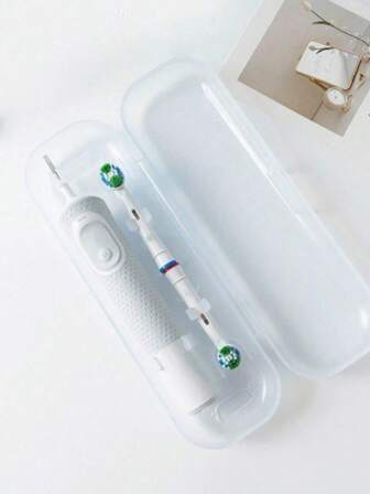 1 st enfärgad förvaringslåda för eltandborste, halvtransparent resefodral för tandborste, bärbar förvaringslåda för eltandborste, bärbart resefodral för ersättningseltandborste i plast, lämplig för resor, andningsbar tandborstehållare i plast, lämplig för hemmet, resor, företag, camping, förvaringslåda, badrumsinredning, sommar