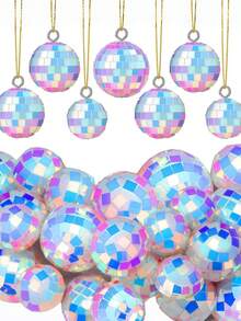 12Pcs/Set Christmas Iridescent Disco Ball Ornament, Hanging Reflective Mirror Disco Ball Decoration For Wedding Dance Music Festival Birthday Party Valentine's Day - Multicolor - View 4