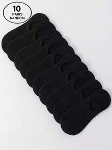 10 双女士黑色条纹船袜，隐形袜 - 黑色 - 查看 4