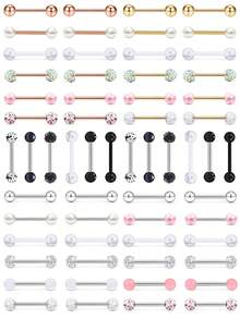 12 件时尚不锈钢球唇环和舌环，适合女性日常佩戴