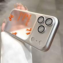 With God, All Things Are Possible. Patterned, Electroplated, Semi-Transparent, Frosted, Fully Enclosed PC Orange Color Is Compatible With IPhone 17 Pro Max/Air/16/15/14/13/12. It's An Ideal Gift For Christmas And Valentine's Day, Perfect For Boyfriends, Girlfriends, And Family. - 橘色 - 查看 4