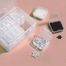 - Juego de caja organizadora de abalorio de 15 piezas, recipientes de almacenamiento de plstico transparente con tapas, para abalorio, fabricacin de joyas, arte de uas - Transparente-1 paquete - Ver 4