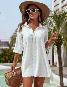 Women's Swimsuit Cover - Ups White Chiffon Bikini Swimwear Beach Dress Outfits Summer 6HQS - 白色 - 查看 10