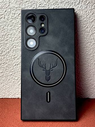 Compatible With Samsung Galaxy S26,S25, S24, S23, S22, S21, FE Plus Ultra, S24FE, S23FE, S21FE Plus Ultra - Made Of Synthetic Faux Leather - Featuring A Deer Head Design - Magnetic Attachment Case - Soft Edge Design On The Sides - Resistant To Fingerprints And Dirt - Shockproof - And Includes A Cover For Wireless Charging