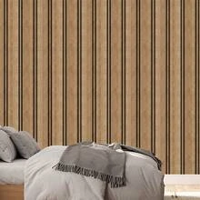 Adhesive Wallpaper With Natural Wood Ribbed Pattern, Thick Strips - Multicolored 20 - View 3