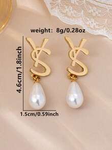 1 Pair Fashion Elegant YS Letter Pearl Earrings, Luxury High-End Niche Design, Versatile Socialite Earrings - Fashion Earrings - View 9