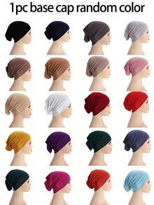 1件装女士纯色蕾丝边双面头巾，休闲柔软穆斯林祈祷头巾，头套披肩长袍多功能防晒围巾 - 彩色 - 查看 12