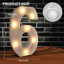 Light Up Marquee Letters - 26 Alphabet Battery Powered LED Lights Sign, Night Light White Plastic For Engagement Party Wedding Baby Shower Birthday, Table Decorations, Prom And Events, Marry Me (Letter M) - Number 6 - 查看 2