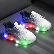 Colorful Luminous Running Shoes - Lighting Shoes For Kids, Changeable Color Lights, Cartoon Design, LED Light Shoes - Perfect For 3-5 Years Old Boys And Girls - Black and White - View 19