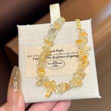 ZHOUXIAOMAN Natural Crystal Asymmetrical Shaped Fashion Design Natural Crystal Bracelet Necklace Choker Accessories - Gold - View 2
