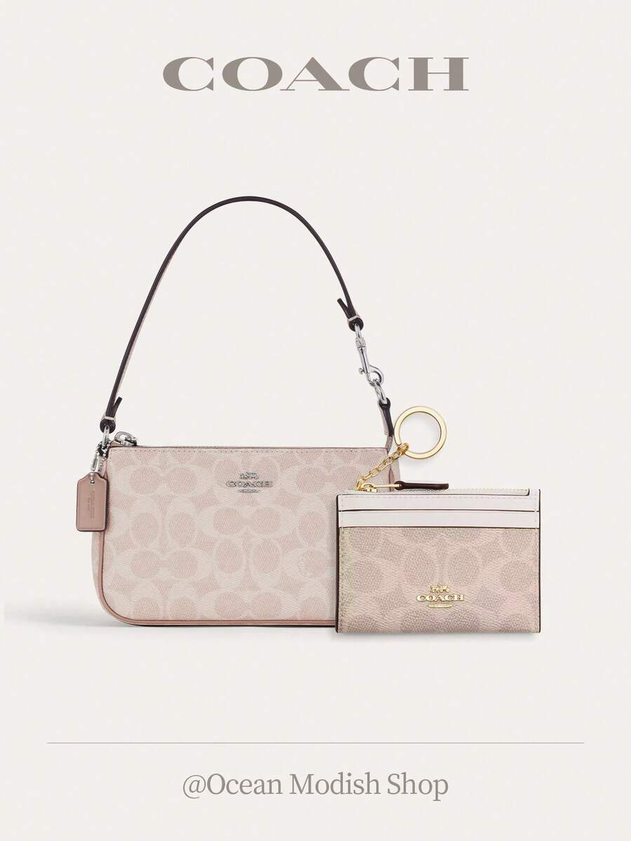Nolita 19 Shoulder Bag Women Underarm Bag Ladies Cute Purses And Bags Women Coach Bags Set Shoulder Bag In Blocked Signature Canvas,2026 Valentine's Day Gifts,Gift For Her - Bộ màu hồng 7 - Xem 1