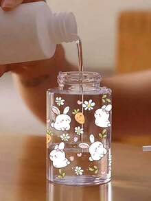 Pink Easter Gift Rabbit Pattern Refillable PET Travel Bottle, Easter Bunny Pattern Makeup Remover Refillable Bottle With 3.38oz/6.76oz Portable Pump Head, Suitable For Nail Polish Remover, Toner And Makeup Remover, Dome Design, Hand Wash, Reusable, Makeup Remover Bottle (Manual Measurement, Normal Error 2cm, Milliliter Data Accurate) - Multicolor - View 2