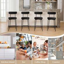 Techigher Bar Stools Set Of 2, Mid Century Counter Height Bar Chairs With Metal Legs, Upholstered Modern Bar Stool Chair For Kitchen Island - Black - View 5