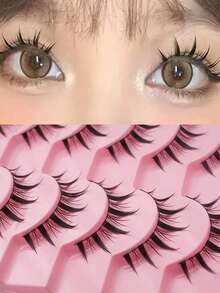5 pares de pestañas postizas 3D de estilo de dibujos animados, pestañas falsas de visón suaves, cruzadas y gruesas y largas - Negro - Ver 8